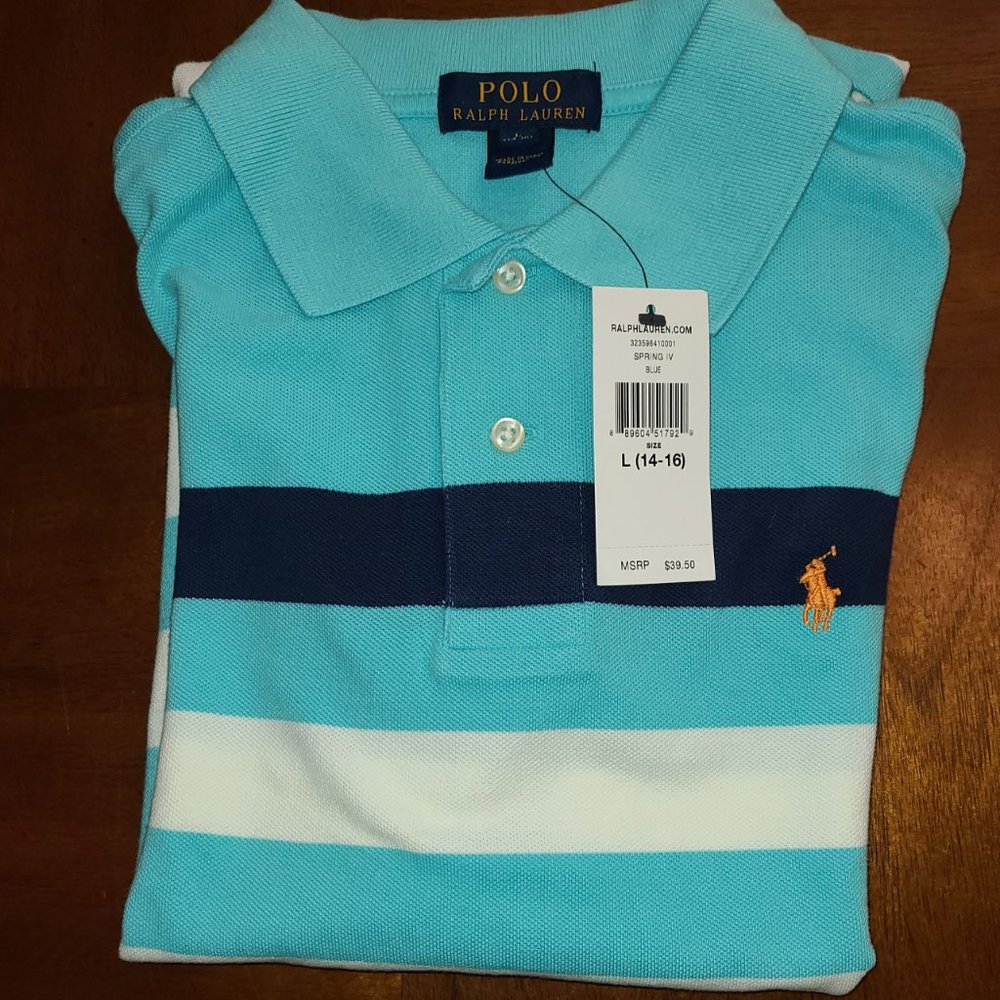 NWT: Boys Polo 2-Button Collar Shirt: Large 14/16